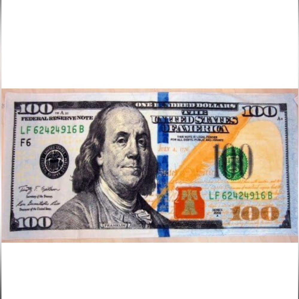 New 100 Dollar Bill Velour Brazilian Beach Towel 30x60 Inches